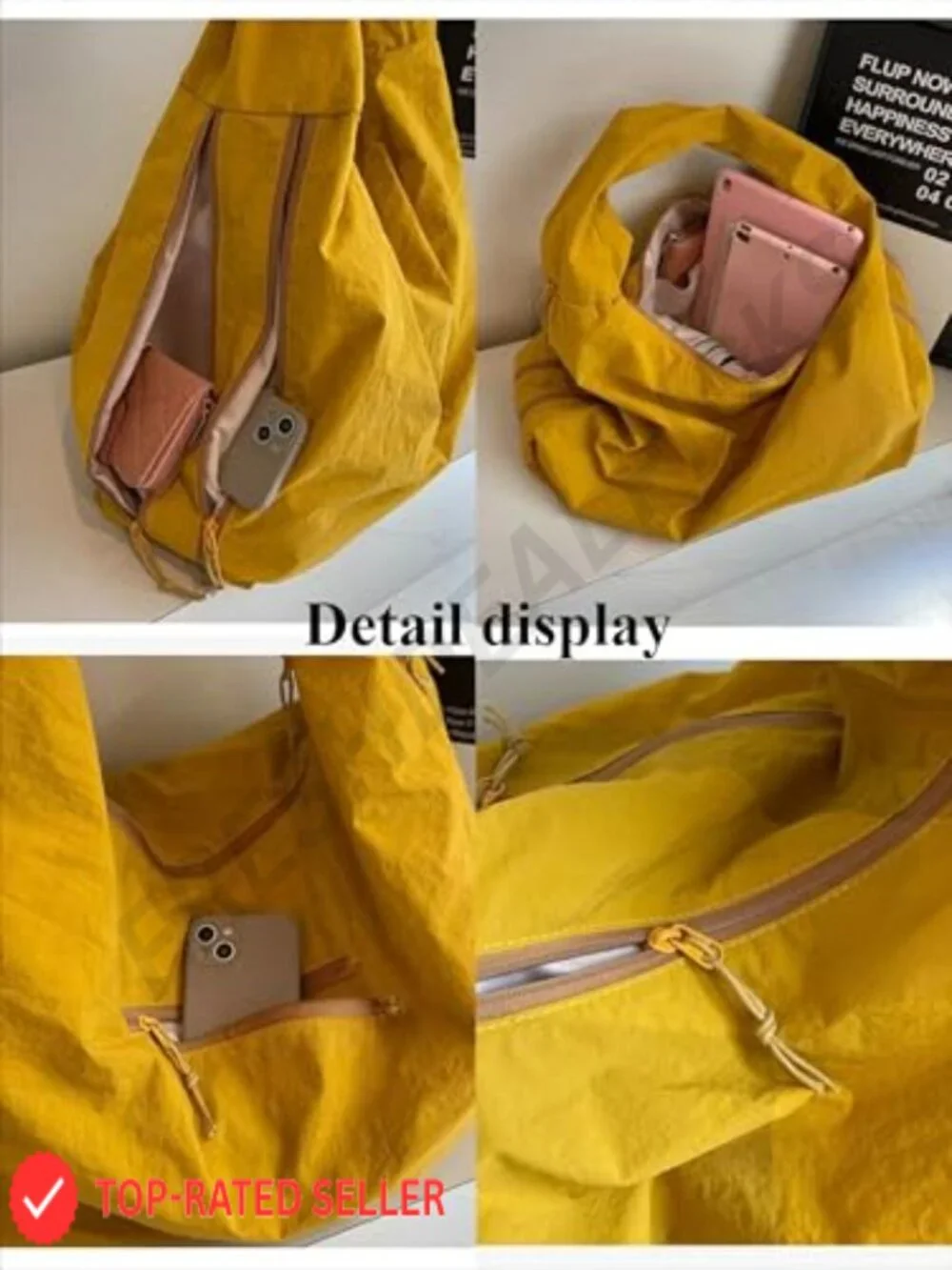 Nylon Slouchy Hobo Tote Bag Women Large Capacity Crossbody Shoulder Handbag